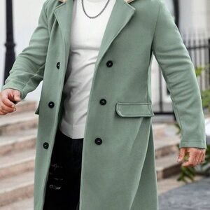 SHEIN Men's Sage Green Trench Coat